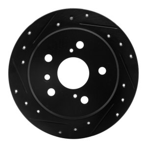 Lexus ES300 Brake Rotor (1) - Rear Left - R1 Concepts - Drilled & Slotted - Black - `02-`08